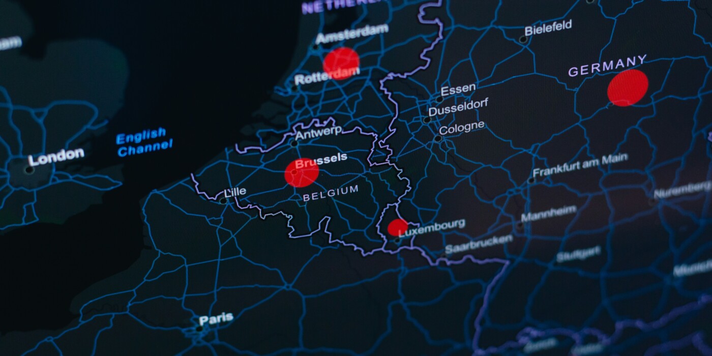 carte de l'Europe avec le Luxembourg au centre
