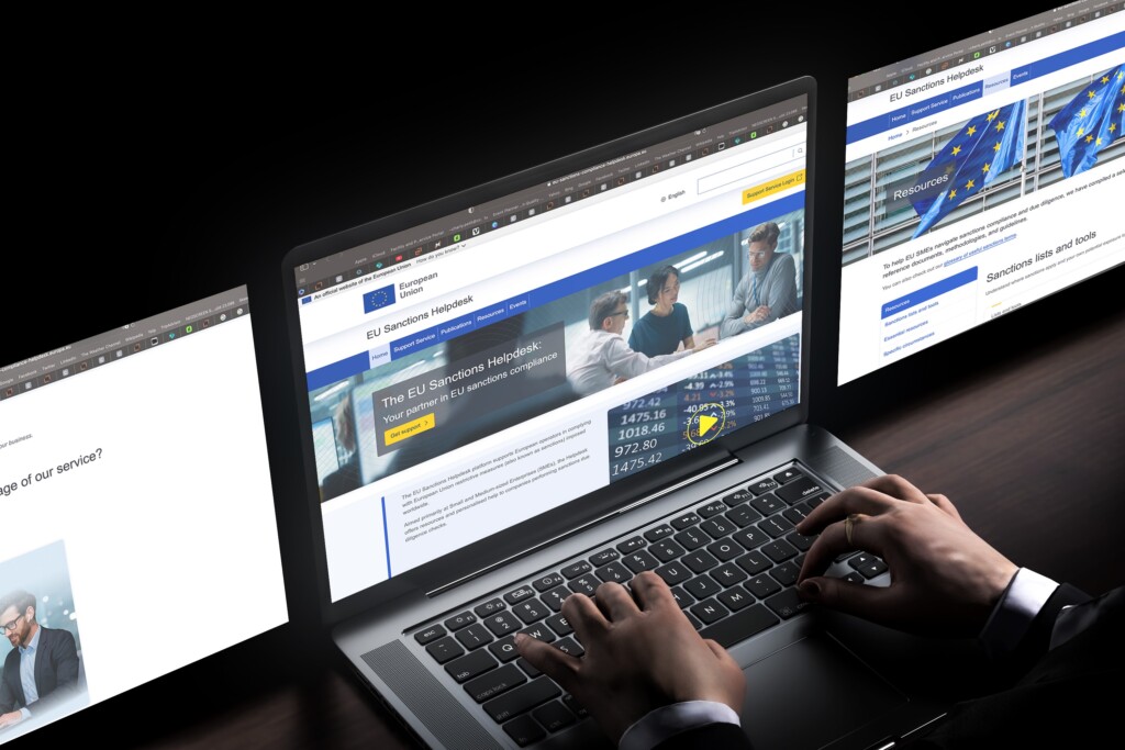 Personne consultant le site EU Sanctions helpdesk