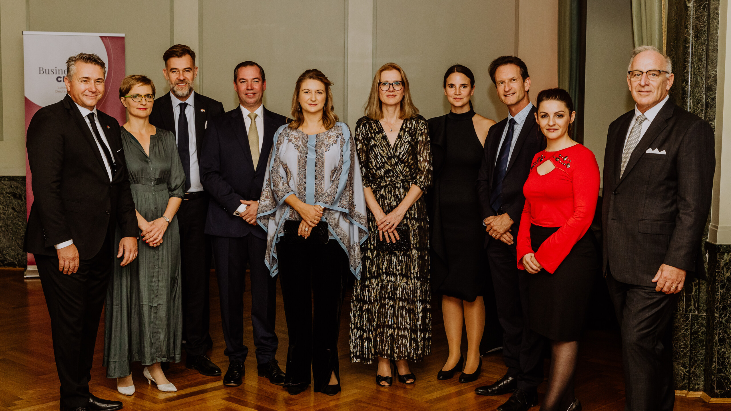 En octobre 2022, le couple grand-ducal héritier participe aux célébrations des dix ans du Business Club Luxembourg Allemagne à Berlin (crédit: Lukas Schramm Fotografie - Eventfotograf - Berlin)