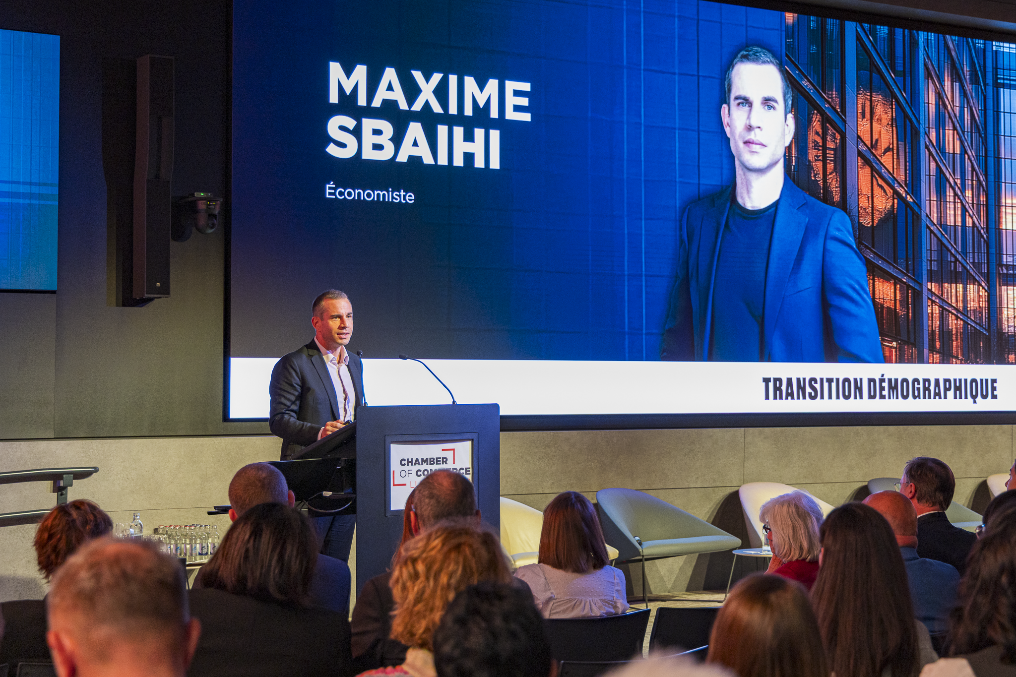 Maxime Sbaihi a alerté sur le danger que représente la dénatalité (crédit : Charly Petit/Chambre de Commerce).