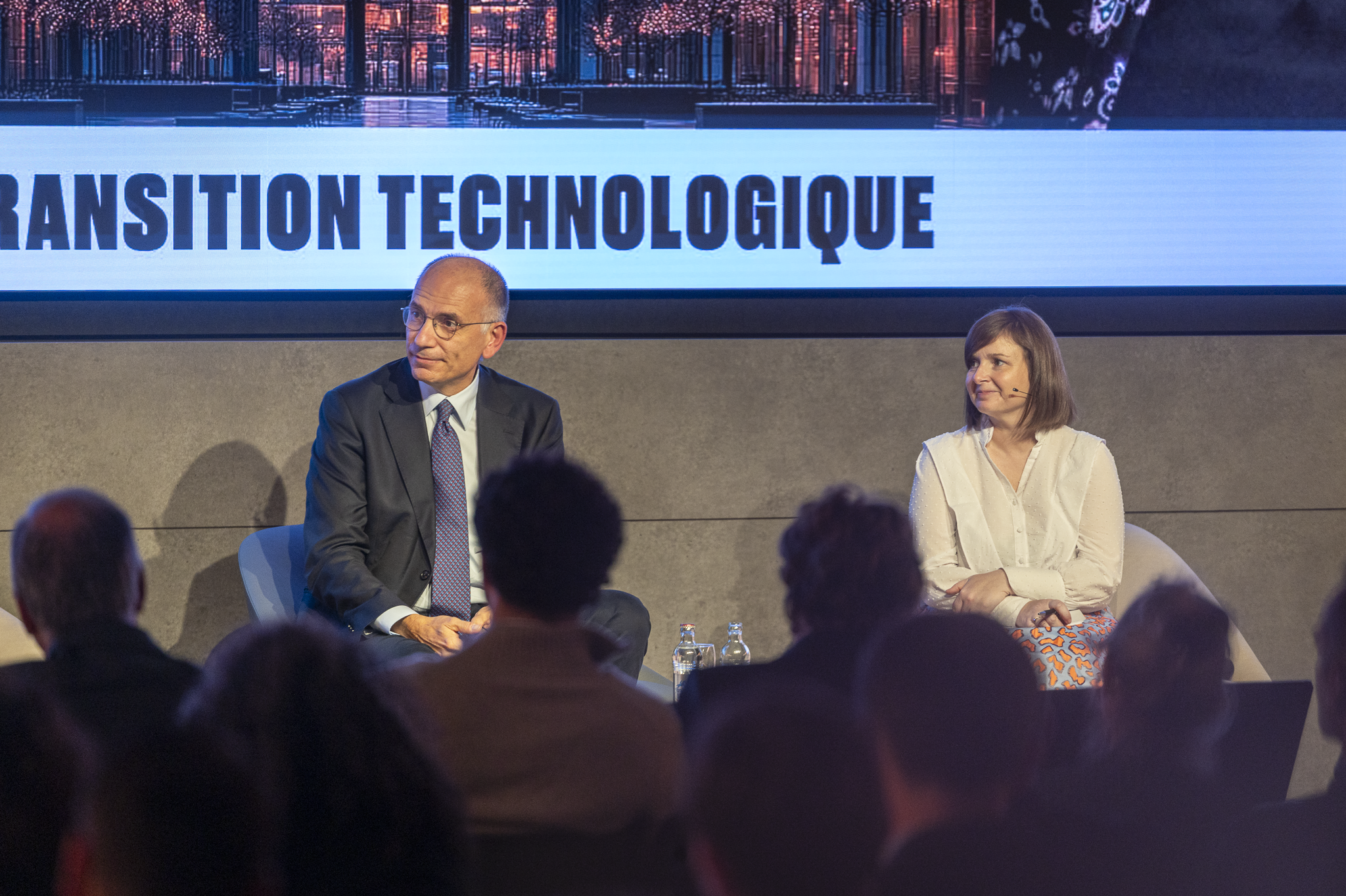 Enrico Letta et Christel Chatelain, directrice des Affaires économiques à la Chambre de Commerce (crédit : Charly Petit/Chambre de Commerce).