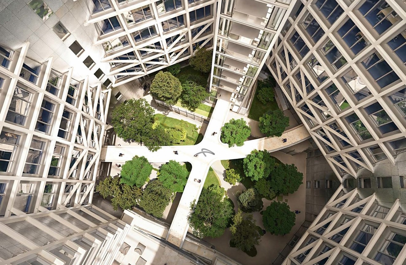 Un atrium de 60 mètres de haut viendra éclairer les façades intérieures du bâtiment (crédit : Wilmotte & Associés).