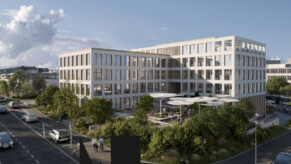 ICN completes the sale of the shares of ICN Printz J.Ch. Sàrl, owner of the Printzipal office project in Luxembourg, to AG Real Estate Vue d'un building dans un cadre arboré