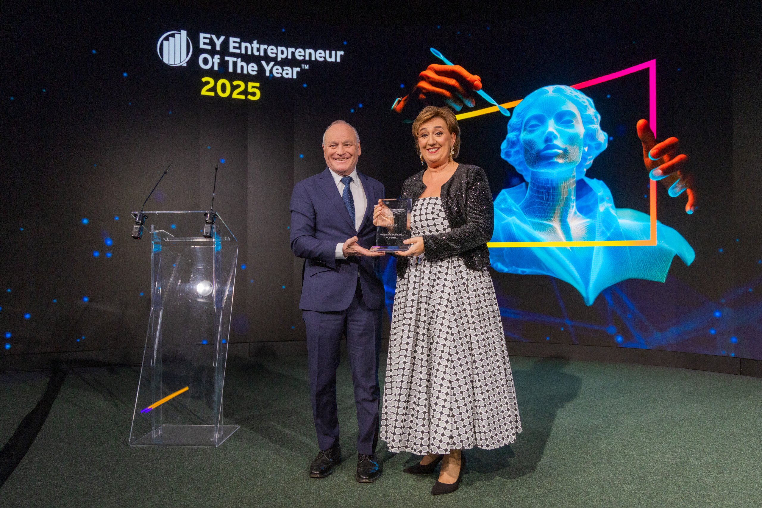 Fernand Ernster (président de la Chambre de Commerce) et Marie-Christine Mariani (crédit: Charly Petit / Chambre de Commerce) 