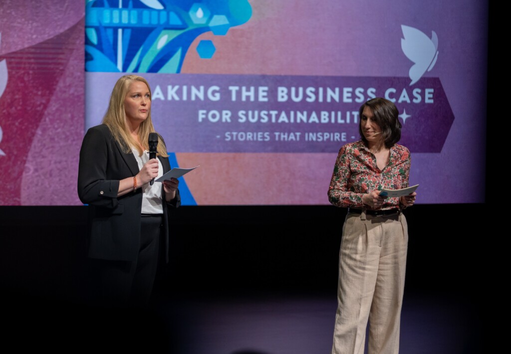 Anne-Marie Loesch et Nancy Thomas sur la scène du Luxembourg Sustainability Forum 2025