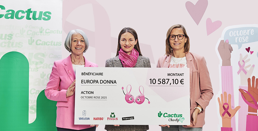 Cactus renforce son engagement aux côtés d’Europa Donna Luxembourg et remet un chèque de 10.587,10 €