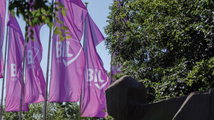 Drapeaux de la BIL dans un décor arboré