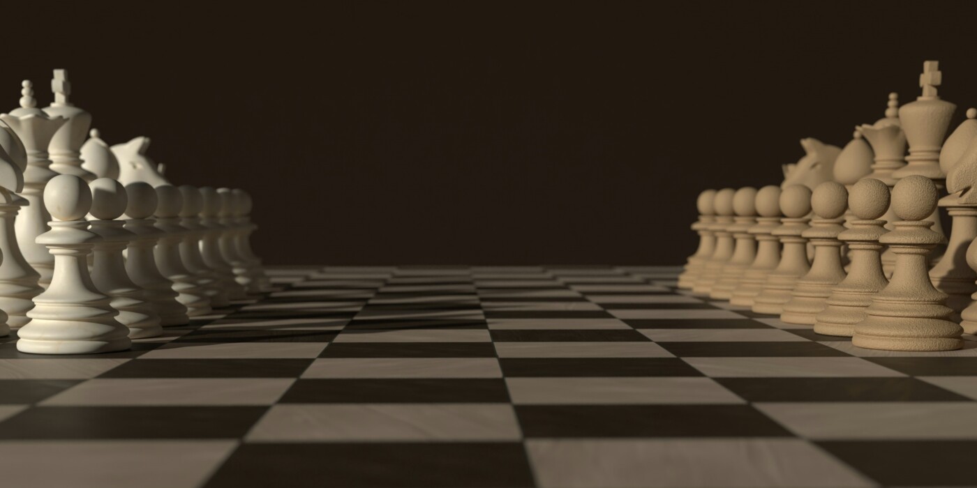 plateau de jeu d'échec avec pions