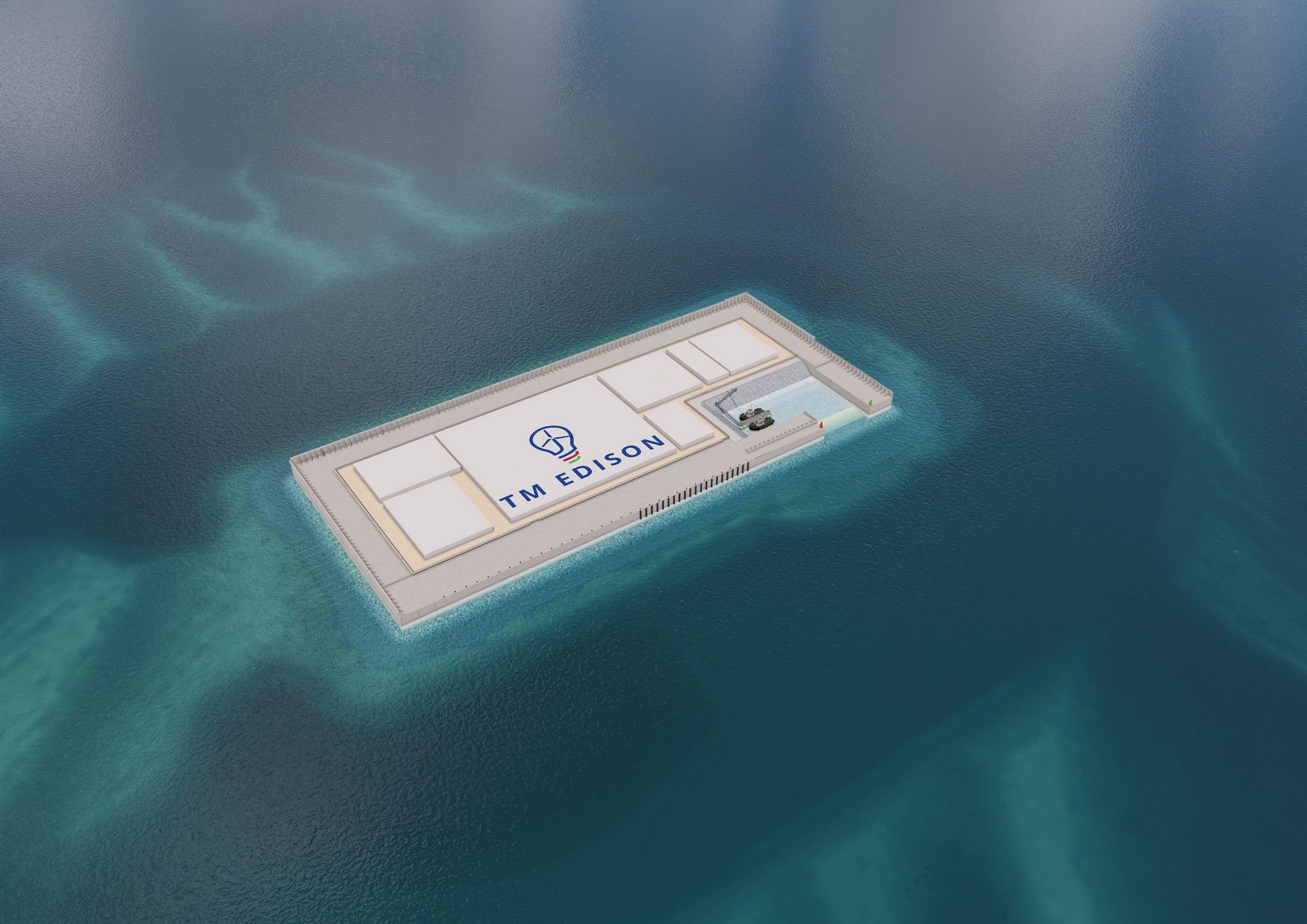 Jan De Nul fait également partie du consortium belge TM EDISON (avec DEME) qui va construire la première île énergétique artificielle au monde en mer du Nord (crédit: Jan de Nul Group)