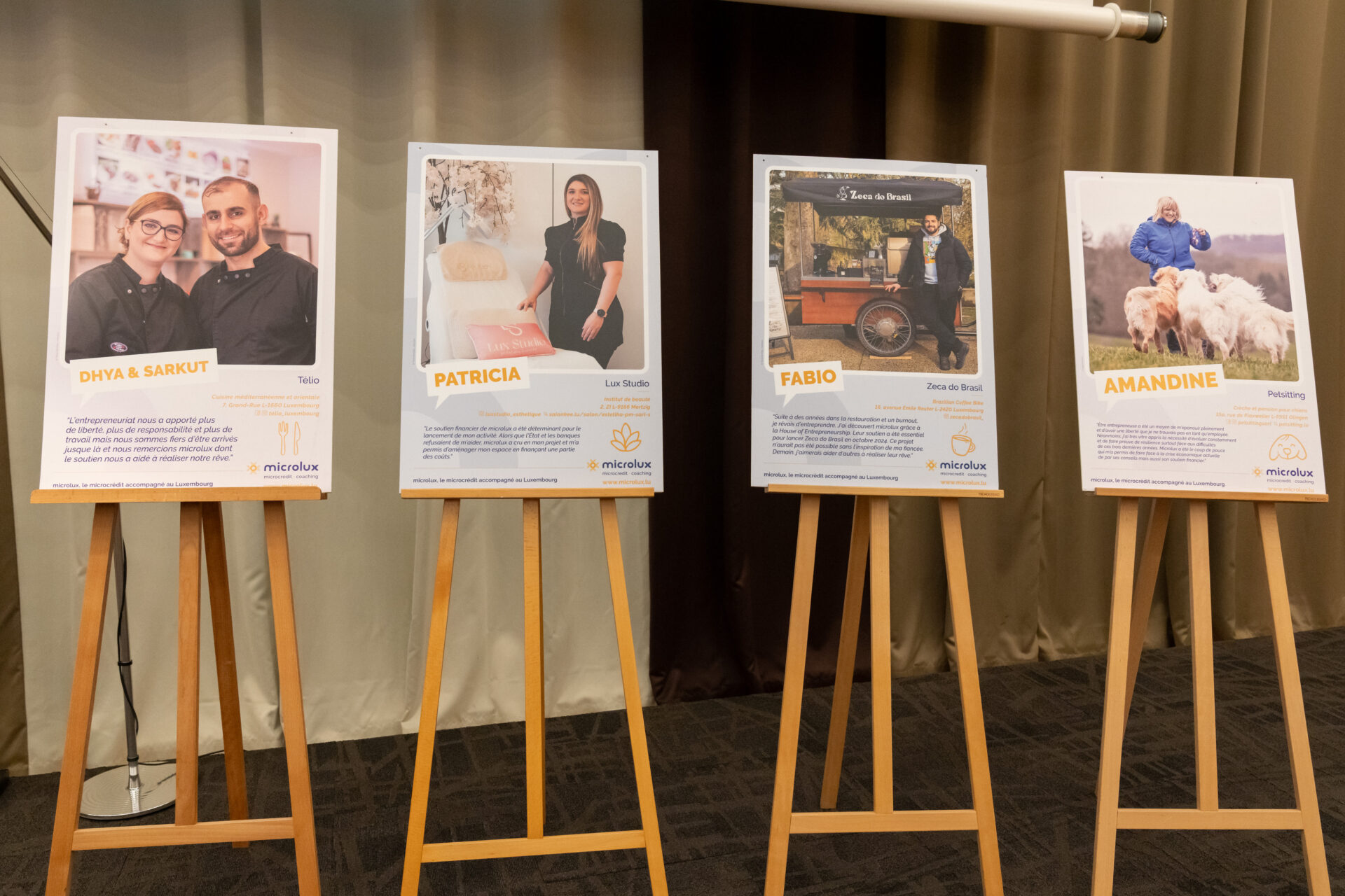 De nombreux entrepreneurs soutenus par microlux étaient présents à la soirée. D'autres étaient représentés sur les panneaux d'une belle galerie photos. 