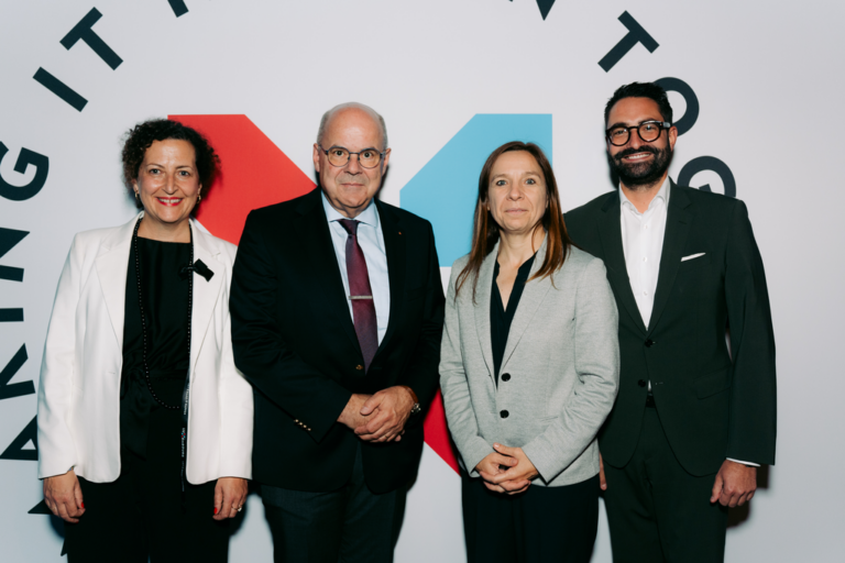 (de g. à d.) : Beryl Koltz, responsable de la Promotion de l'image de marque au ministère de l'Economie ; Marc Spautz, ministre du Travail; Stéphanie Obertin, ministre de la Digitalisation, de la Recherche et de l’Enseignement supérieur et Eric Thill, ministre de la Culture et ministre délégué au Tourisme.